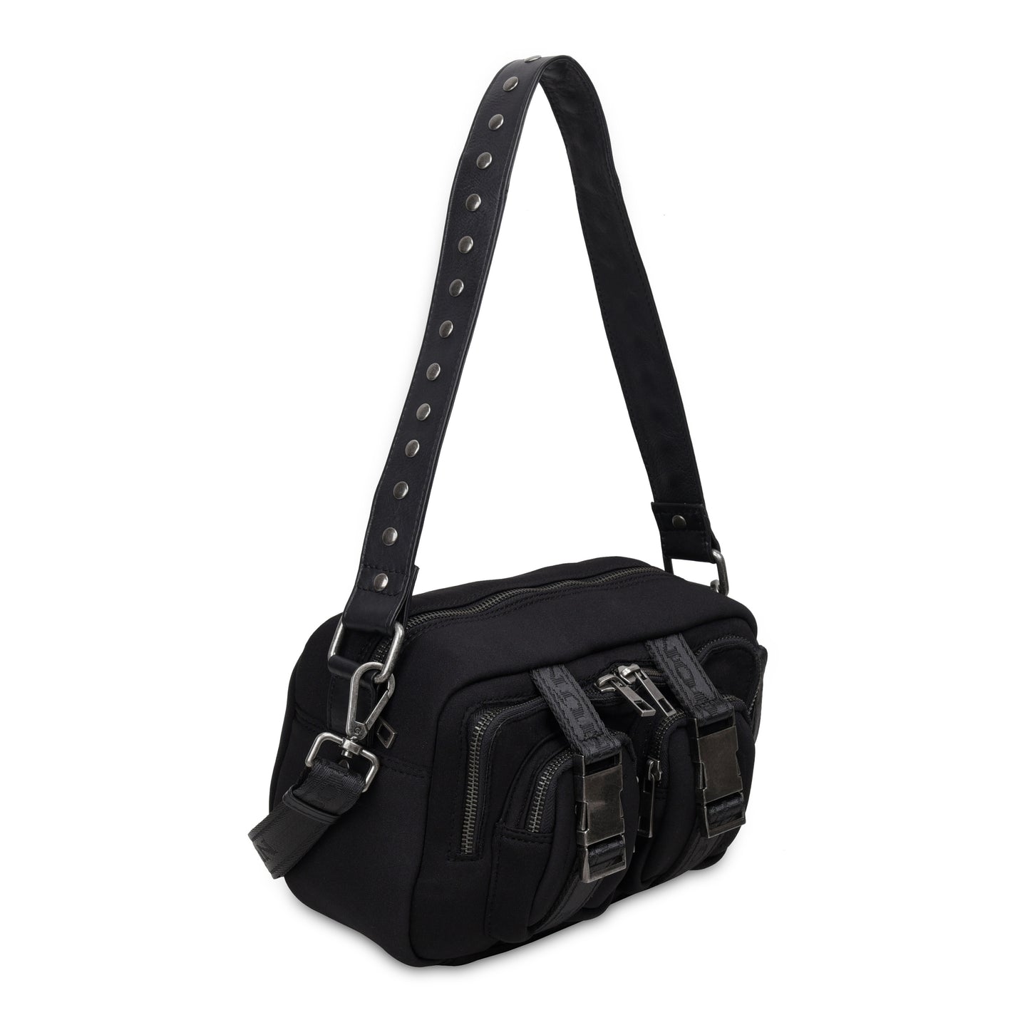 Núnoo Ellie Buckle Scuba Black w. Antique Silver Medium Black