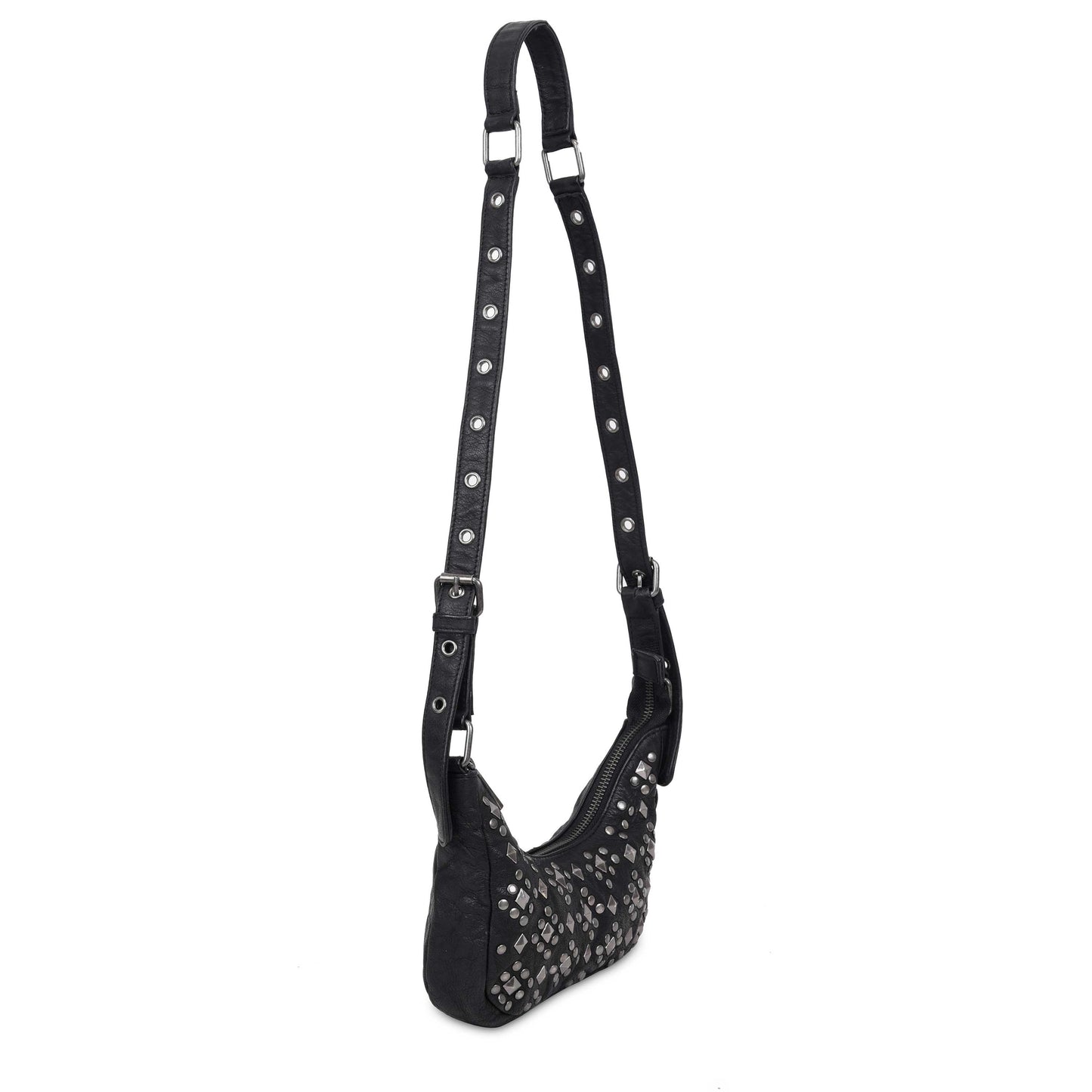 Núnoo Palma Rock Black w. Antique Silver Small bag Black