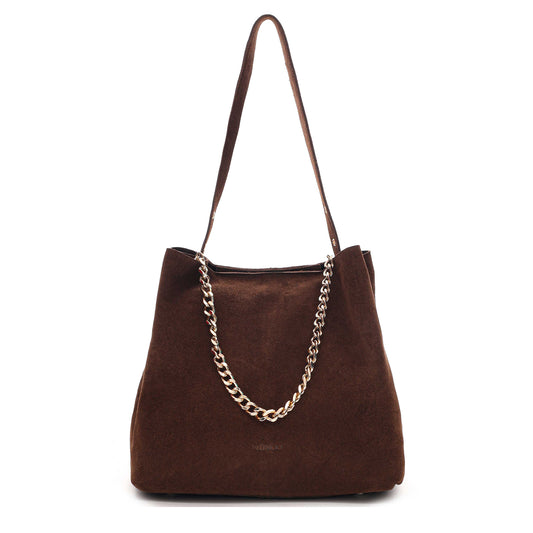 Núnoo Chiara Suede Brown w. Gold Large Brown