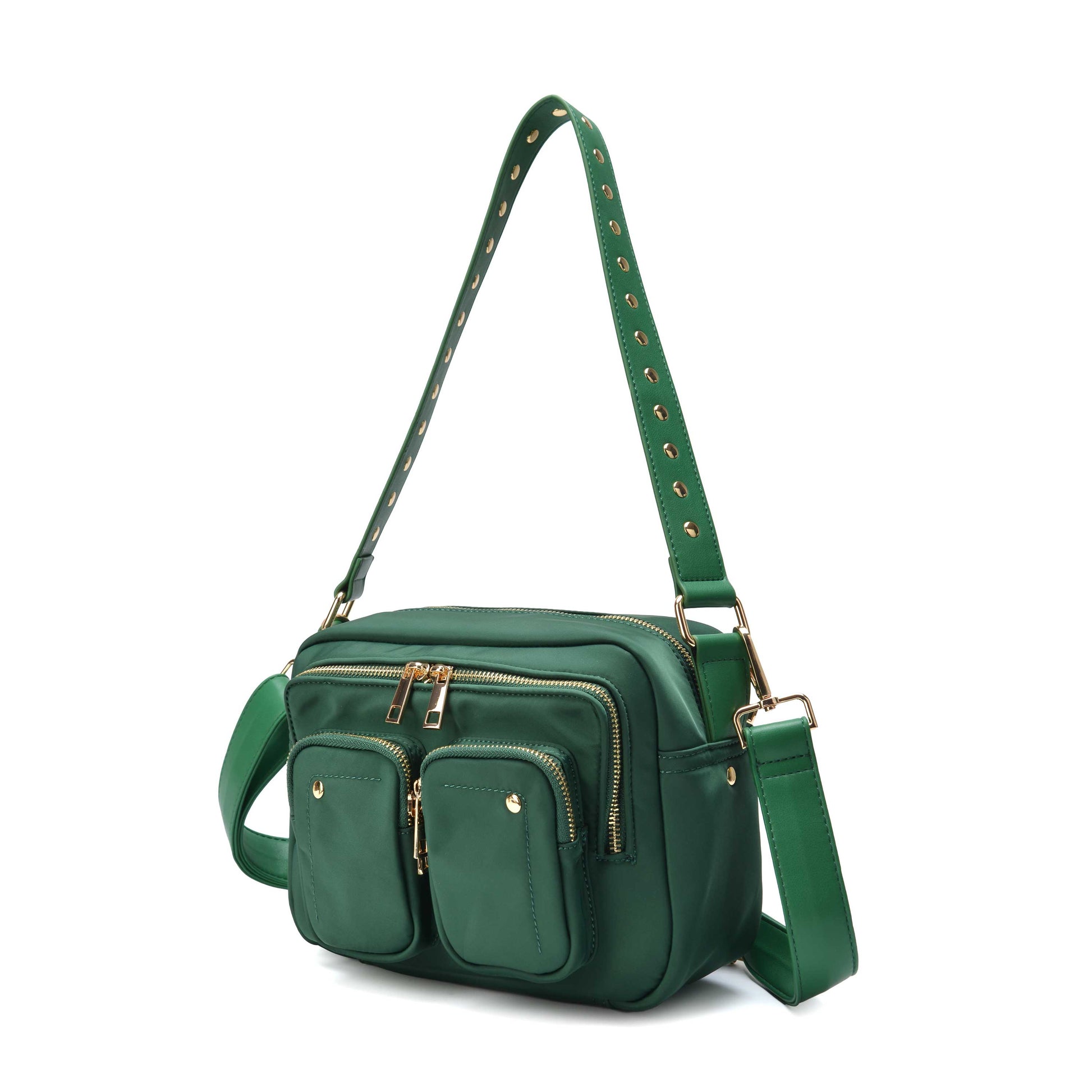 Núnoo Ellie Recycled Nylon Dark Green w. Gold Medium Dark green