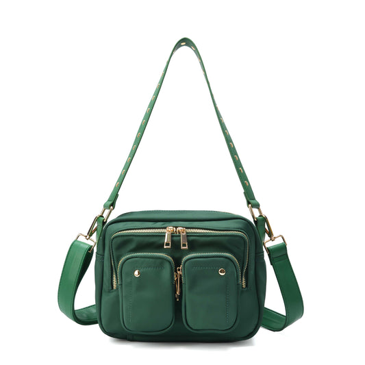 Núnoo Ellie Recycled Nylon Dark Green w. Gold Medium Dark green