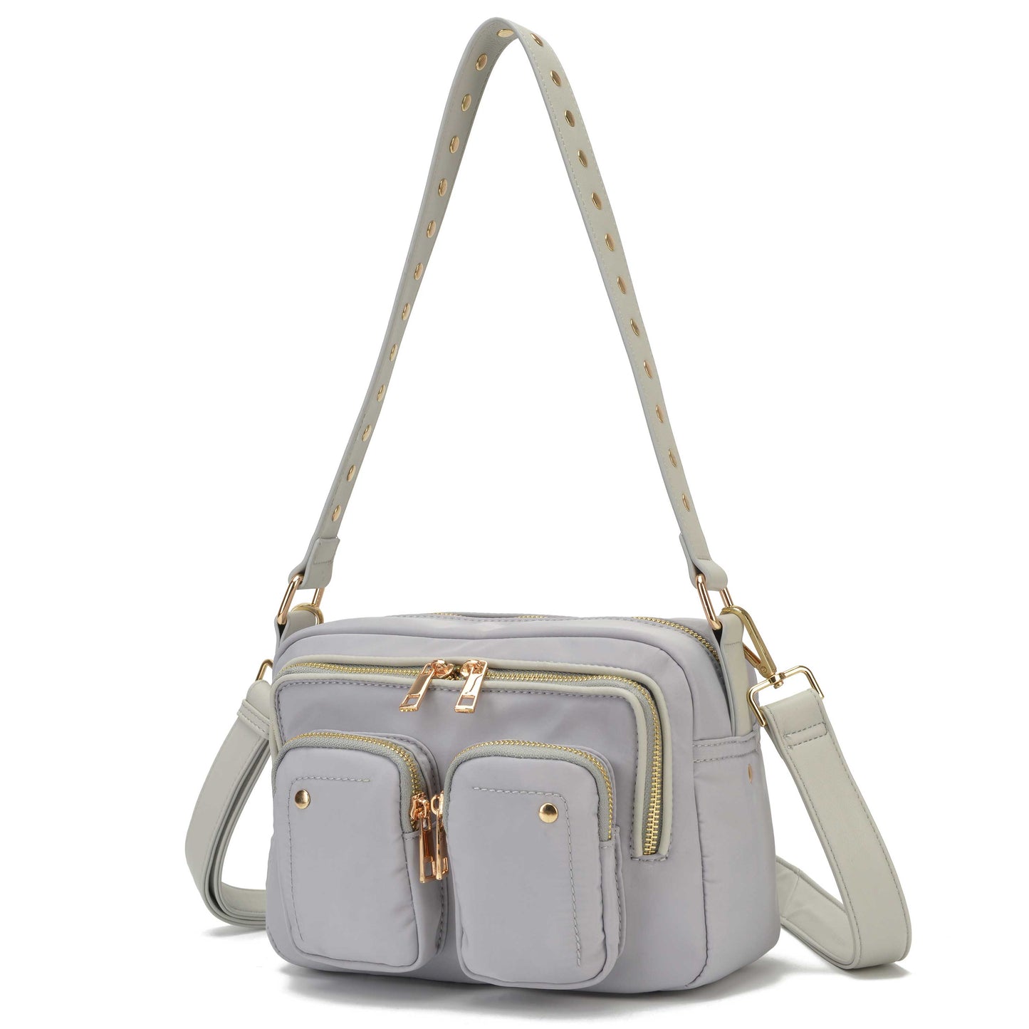 Núnoo Ellie Recycled Nylon Light Grey w. Gold Medium Light grey