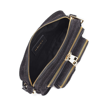 Núnoo Helena Chain Suede Black w. Gold Small bag Black
