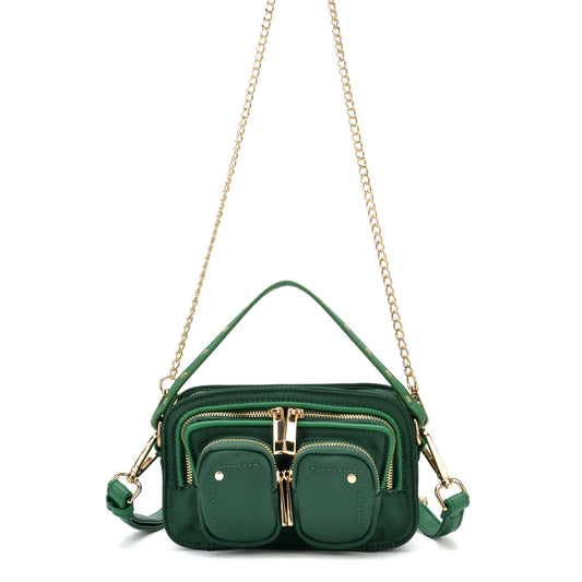 Núnoo Helena Recycled Nylon Dark Green w. Gold Small bag Dark green