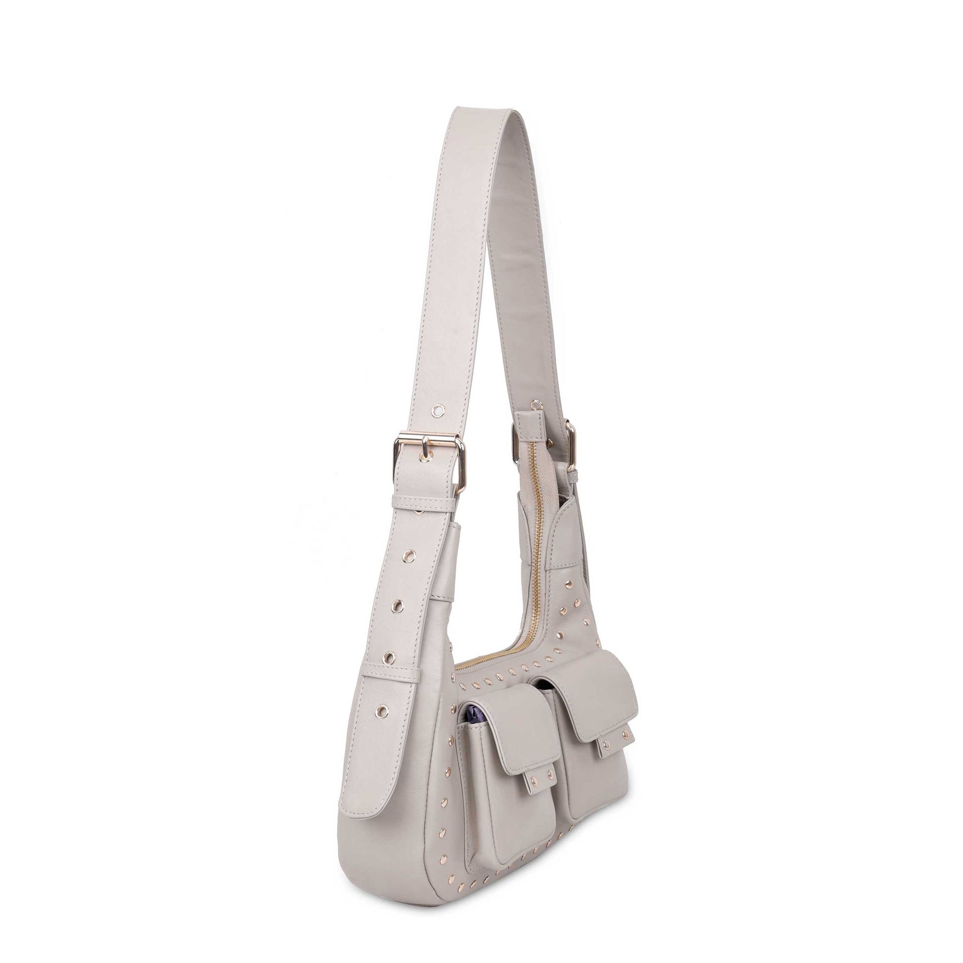Núnoo Sally Small Rivet Pure Stone w. Gold Shoulder bags Stone
