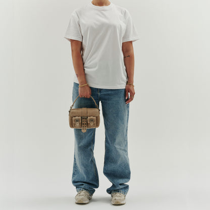 Núnoo Small Honey Buckle Suede Sand w. Antique Silver Small bag Sand